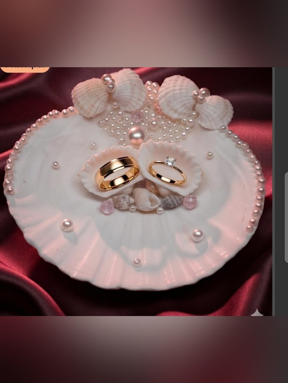 Seashell Ring Holder: Nautical Pearl Wedding Ring Dish, Beach Bridal Shower Keep